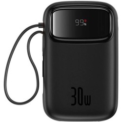 Powerbank Baseus QPow 2 10000mAh 30W z 2 wbudowanymi kablami USB-C - czarny