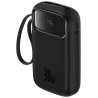 Powerbank Baseus QPow 2 10000mAh 30W z 2 wbudowanymi kablami USB-C - czarny Powerbank Baseus QPow 2 10000mAh 30W z 2 wbudowanymi kablami USB-C - czarny