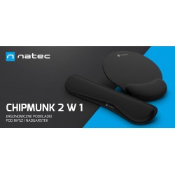 Podkładka pod mysz i nadgarstek Natec Chipmunk 2w1 zestaw ergonomiczny czarny