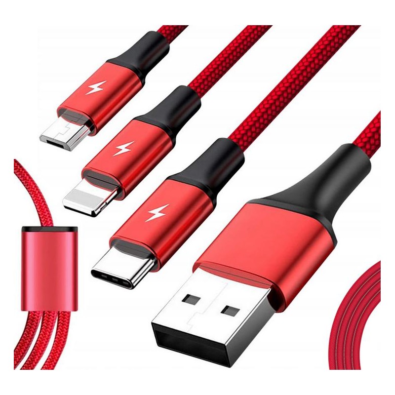 Unitek 3-in-1 USB Kabel ładujący C4049RD