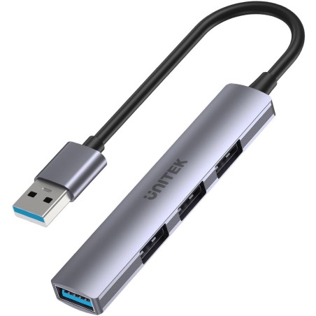 Unitek Hub USB-A 1*USB-A 5 Gbps, 3*USB-A 2.0 alu